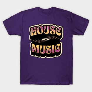 HOUSE MUSIC  - Groovy Vinyl (purple/muted orange) T-Shirt